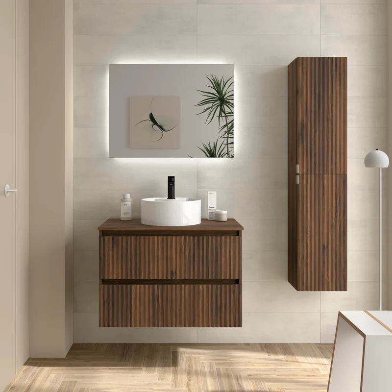 Mueble de Baño KIRA con Lavabo Sobre Encimera, 4 acabados, de 60 a 140 cm