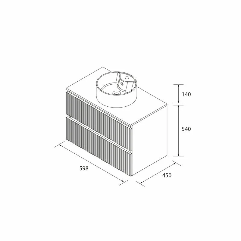 Mueble de Baño KIRA con Lavabo Sobre Encimera, 4 acabados, de 60 a 140 cm