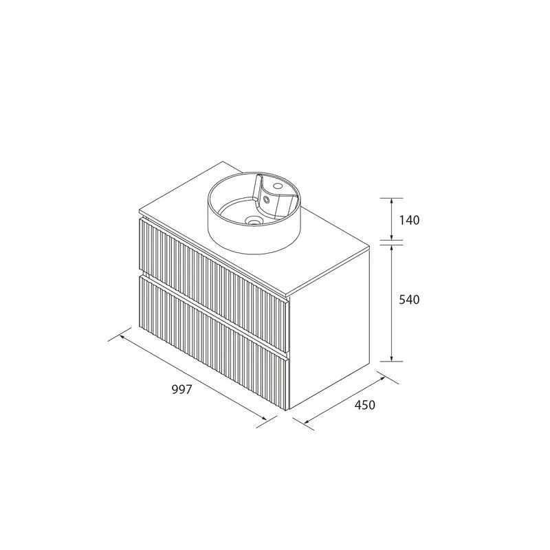 Mueble de Baño KIRA con Lavabo Sobre Encimera, 4 acabados, de 60 a 140 cm