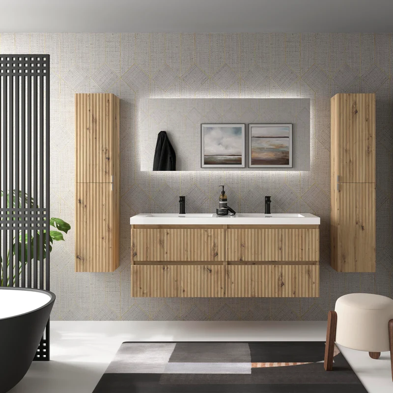 Mueble de Baño KIRA de Salgar con Lavabo Integrado, 4 acabados, de 60 a 160 cm