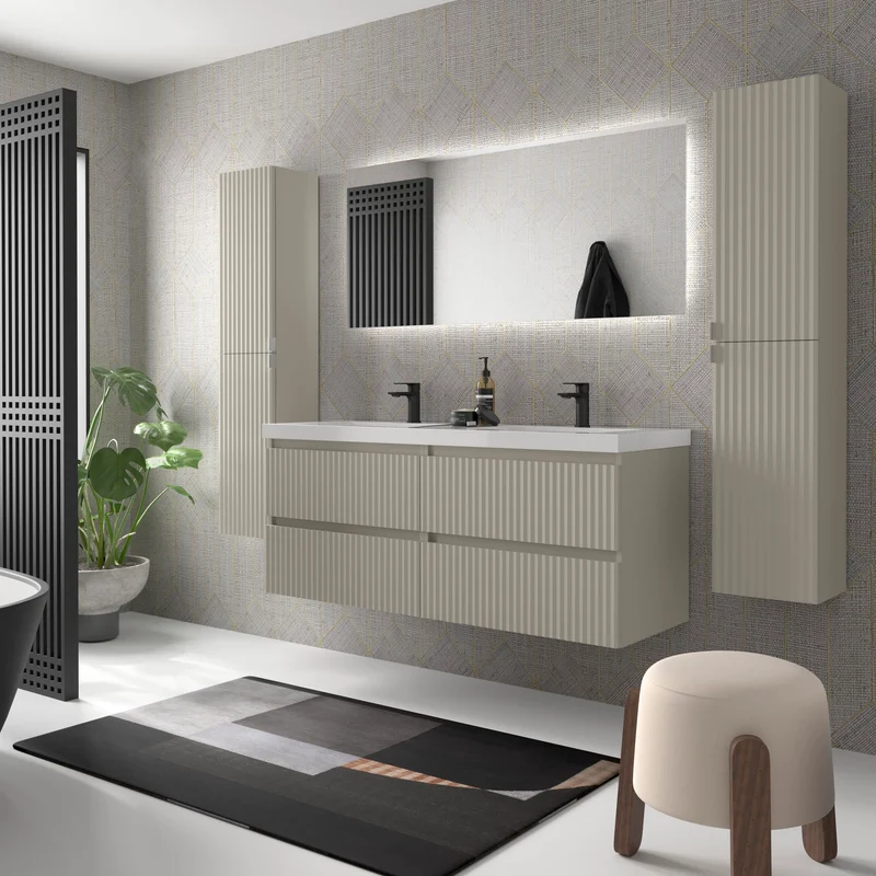 Mueble de Baño KIRA de Salgar con Lavabo Integrado, 4 acabados, de 60 a 160 cm