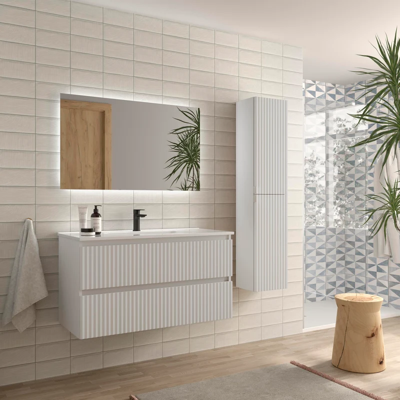 Mueble de Baño KIRA de Salgar con Lavabo Integrado, 4 acabados, de 60 a 160 cm