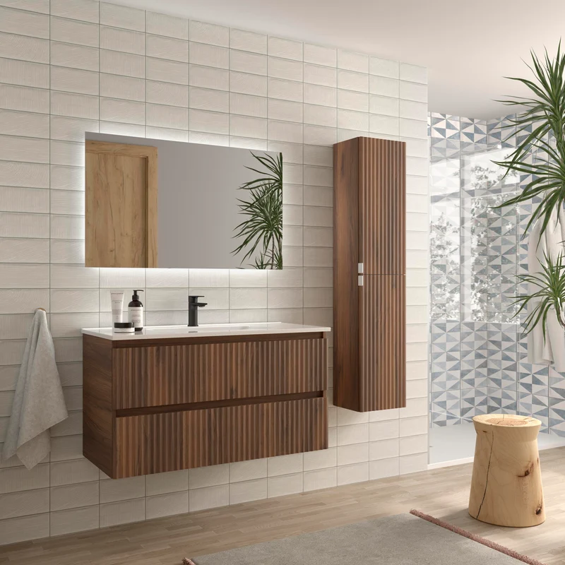 Mueble de Baño KIRA de Salgar con Lavabo Integrado, 4 acabados, de 60 a 160 cm