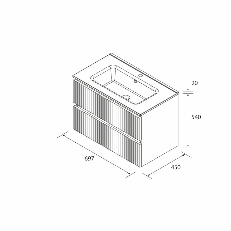 Mueble de Baño KIRA de Salgar con Lavabo Integrado, 4 acabados, de 60 a 160 cm