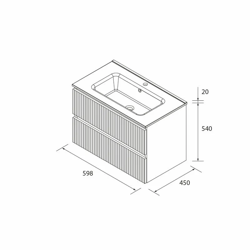Mueble de Baño KIRA de Salgar con Lavabo Integrado, 4 acabados, de 60 a 160 cm