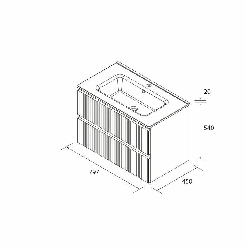 Mueble de Baño KIRA de Salgar con Lavabo Integrado, 4 acabados, de 60 a 160 cm