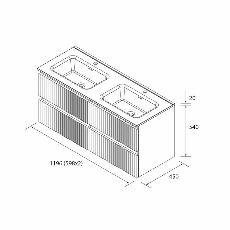 Mueble de Baño KIRA de Salgar con Lavabo Integrado, 4 acabados, de 60 a 160 cm