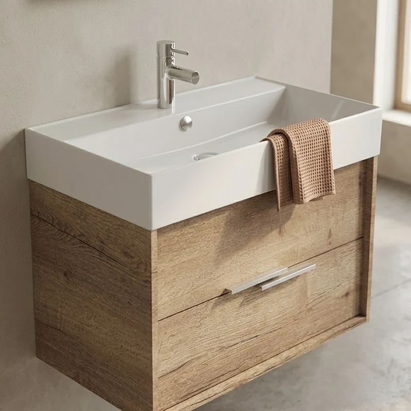 Mueble de Baño VIVIENNE de Jacob Delafon, Roble y Negro. 80 cm