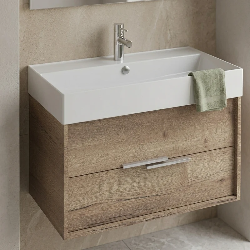 Mueble de Baño VIVIENNE de Jacob Delafon, Roble y Negro. 80 cm