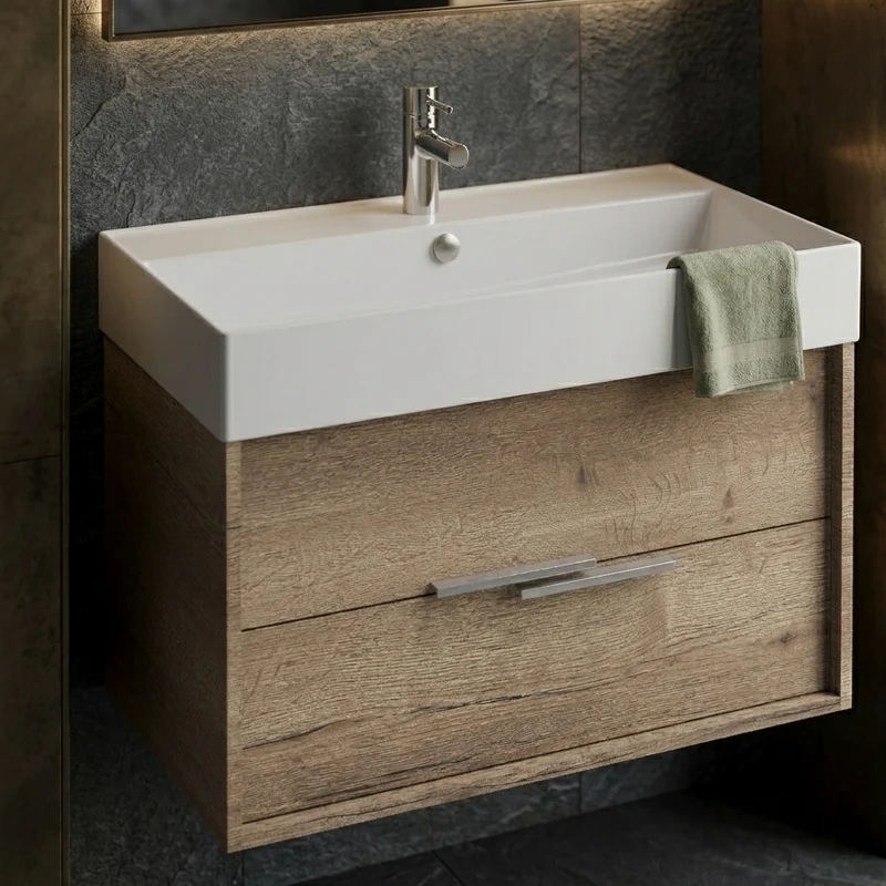 Mueble de Baño VIVIENNE de Jacob Delafon, Roble y Negro. 80 cm
