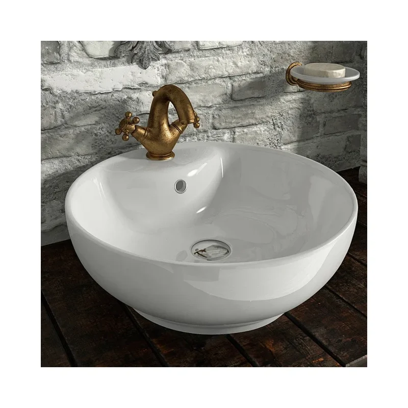 Lavabo Sobre Encimera Bowl Fossil Natura Blanco Brillo