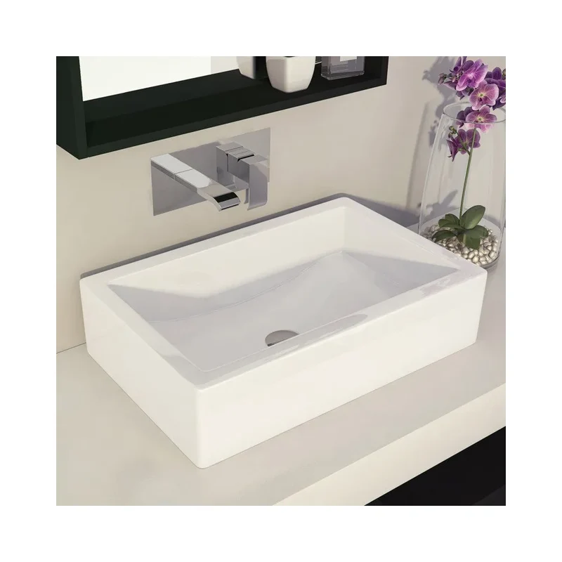 Lavabo Sobre Encimera Aira Fossil Natura Blanco Brillo