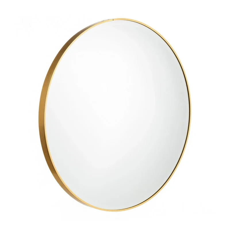 Espejo redondo de aluminio dorado Ø 60 cm – Estilo moderno – Fordeco