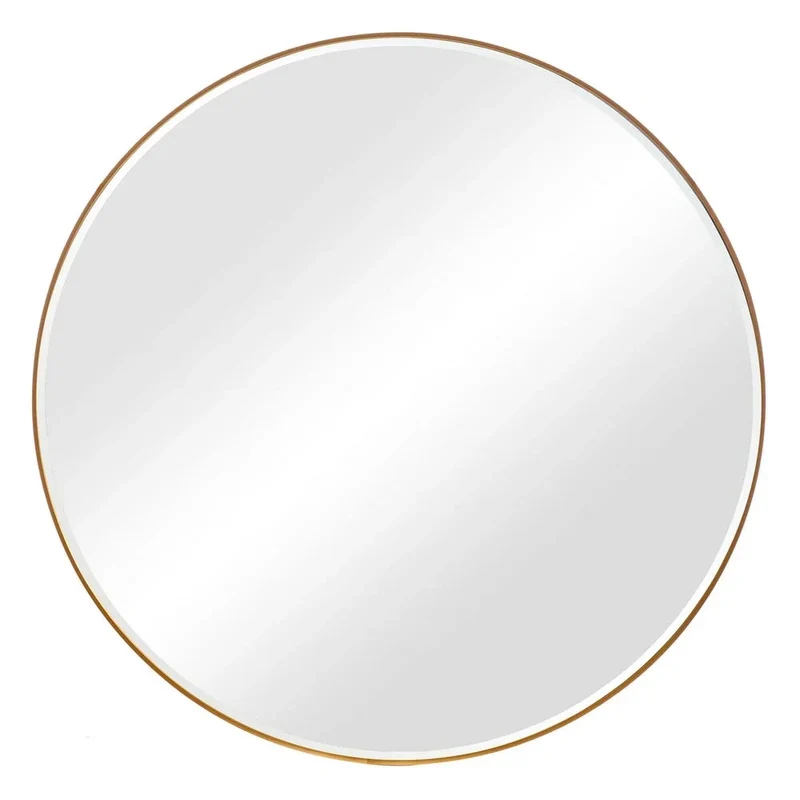 Espejo redondo de aluminio dorado Ø 60 cm – Estilo moderno – Fordeco