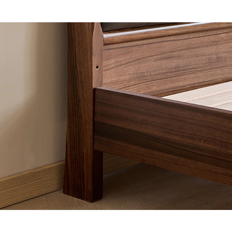 Mid-Century Black Walnut Wood Platform Bed