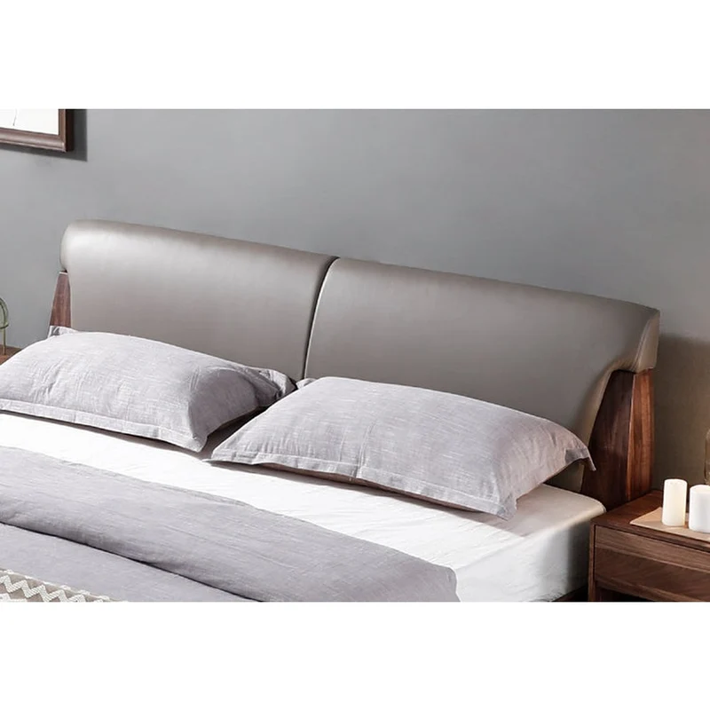 Summit Nordic Solid Walnut Wood Leather Bed Frame