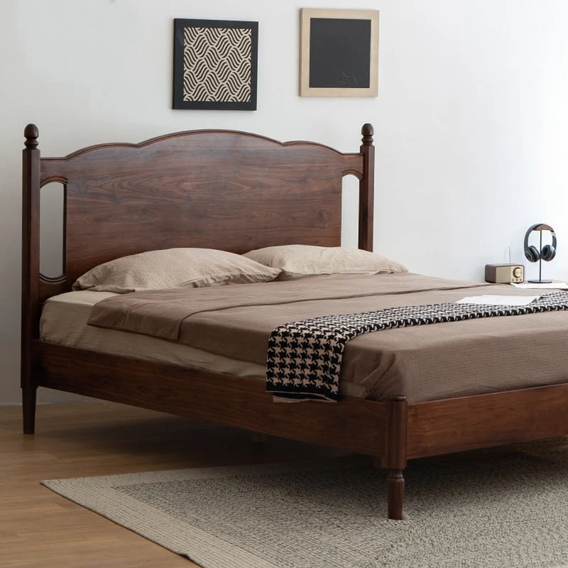 New Modern Vintage Black Walnut Wood Bed