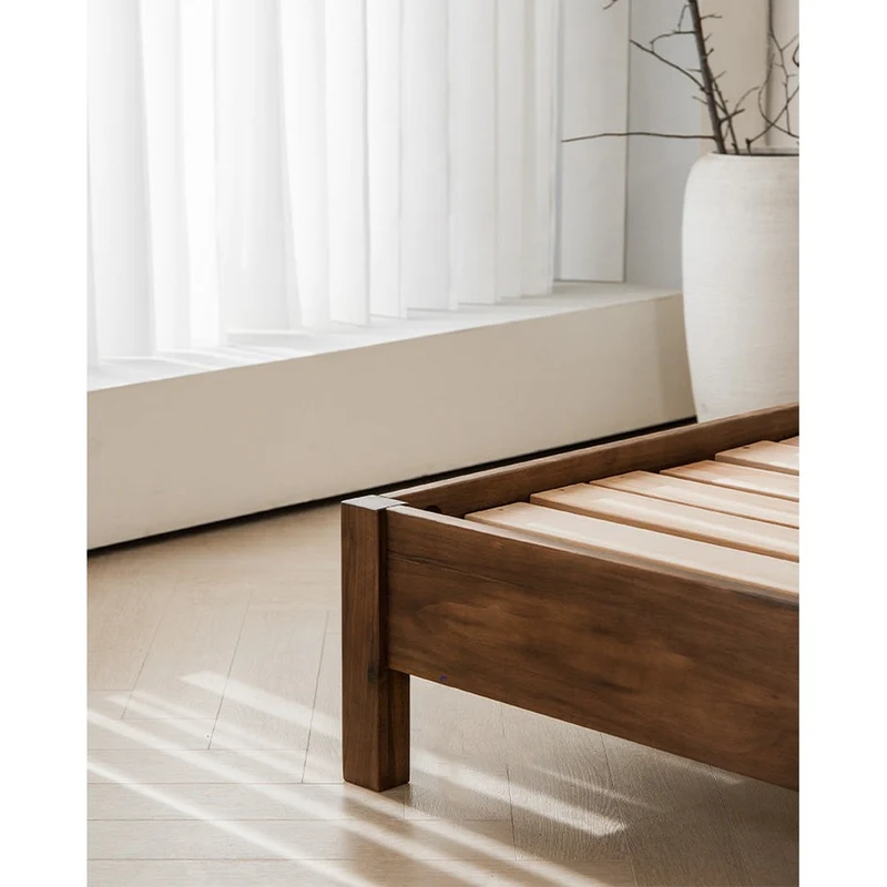 Finesse Mid-Century Modern Walnut Wood Bed