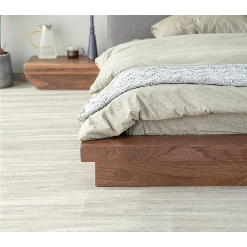 Solara Low Platform Black Walnut Wood Bed