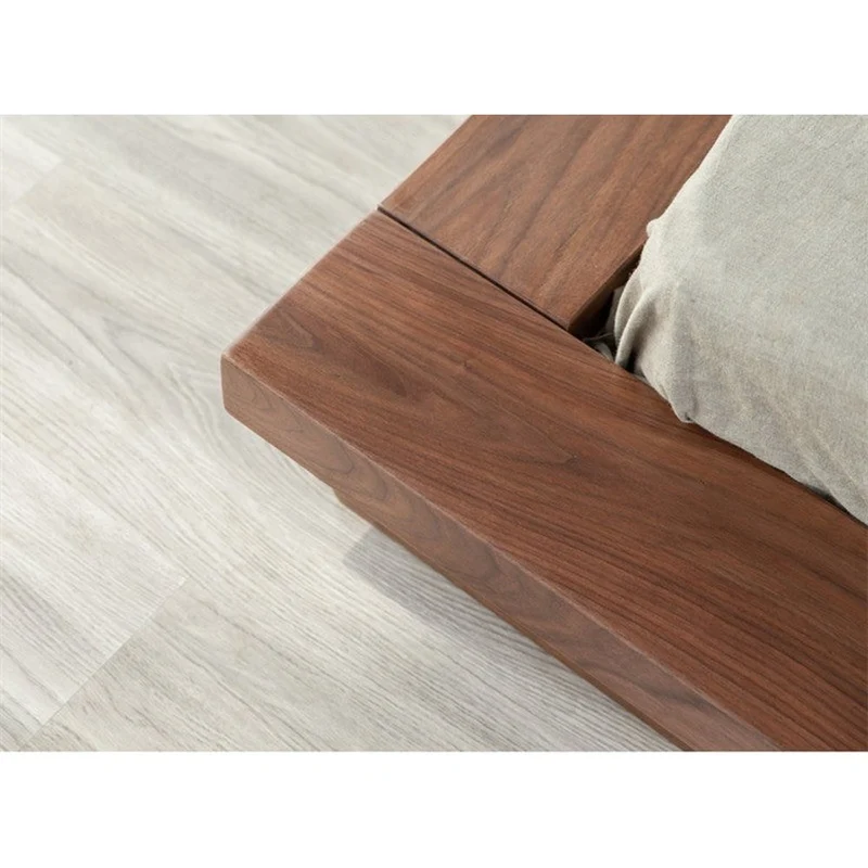 Solara Low Platform Black Walnut Wood Bed