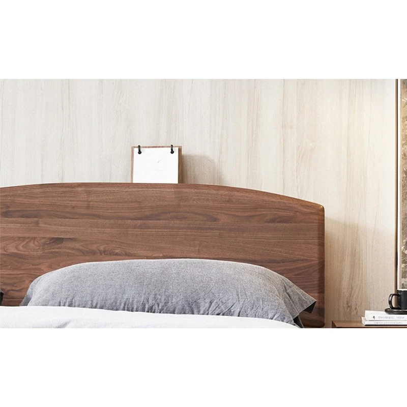 Nebula Wave Design Black Walnut Wood Bed