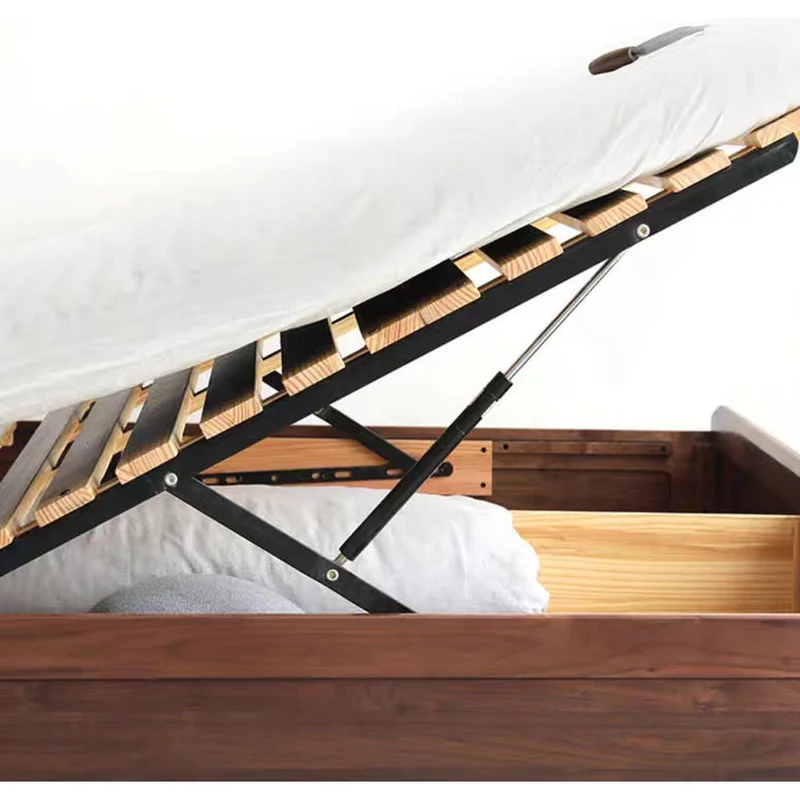 Mountain Design Black Walnut Wood Hydraulic Bed with Plank