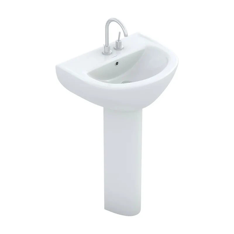 Lavabo con Pedestal Marsella Fossil Natura Blanco Brillo
