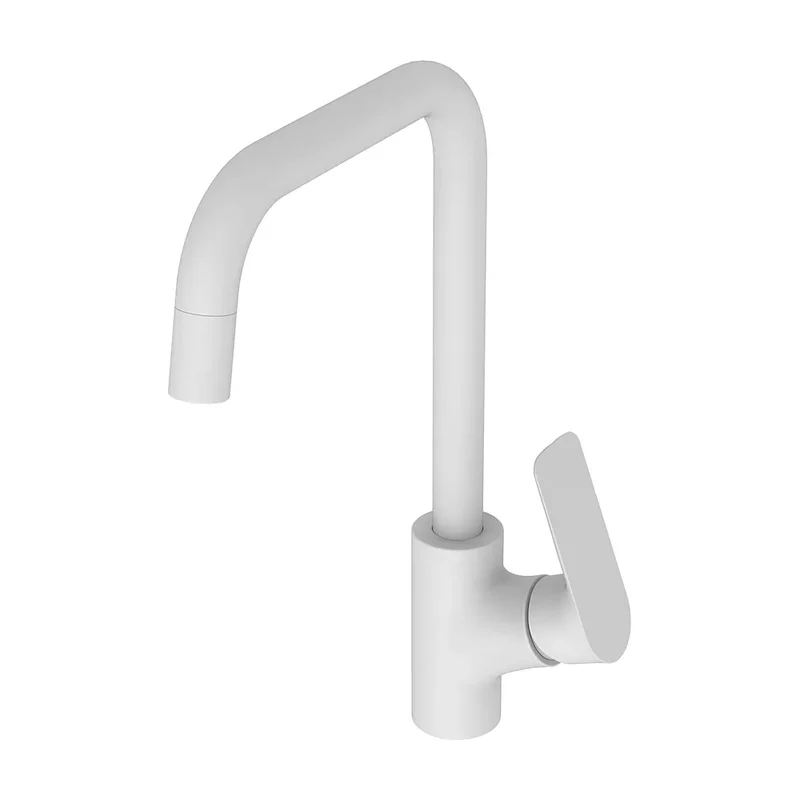 Grifo de Cocina Monomando Flat Fossil Natura Blanco Mate