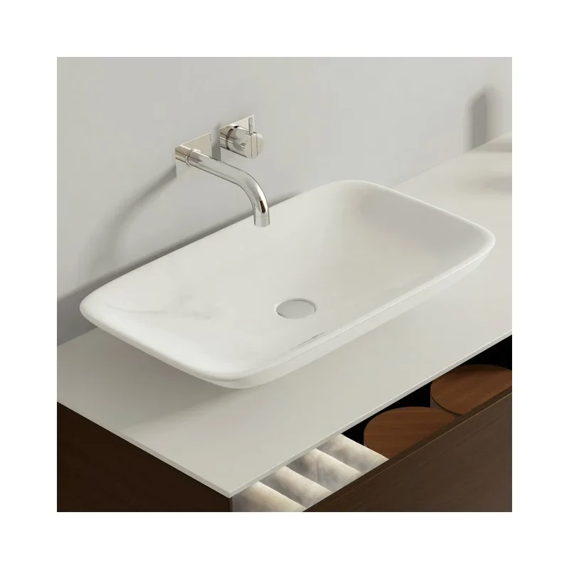 Lavabo Sobre Encimera Xena Fossil Natura Blanco Brillo