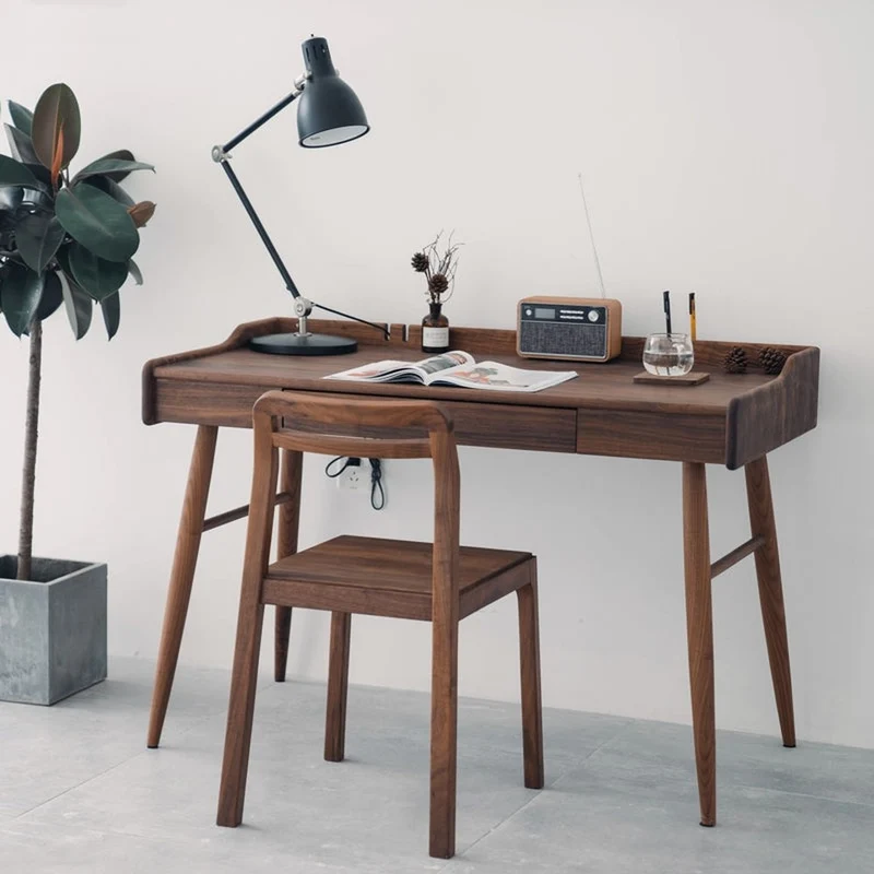 Minimalist Nook Workstation Black Walnut Wood Working Desk
