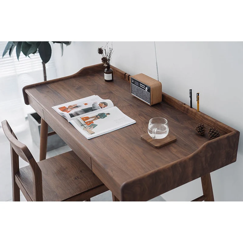 Minimalist Nook Workstation Black Walnut Wood Working Desk