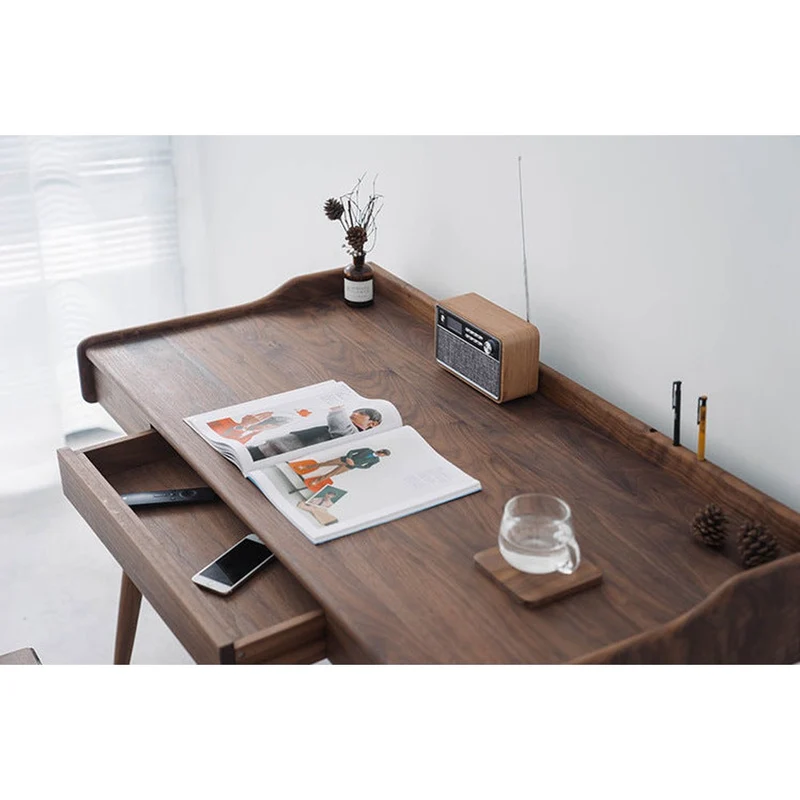 Minimalist Nook Workstation Black Walnut Wood Working Desk