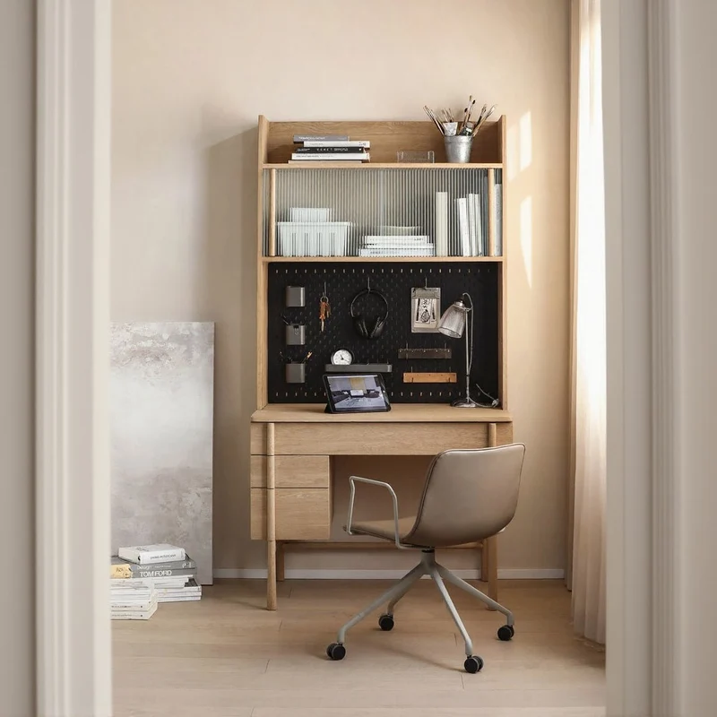 Hobby Hub Creative Oak Wood Workspace Desk