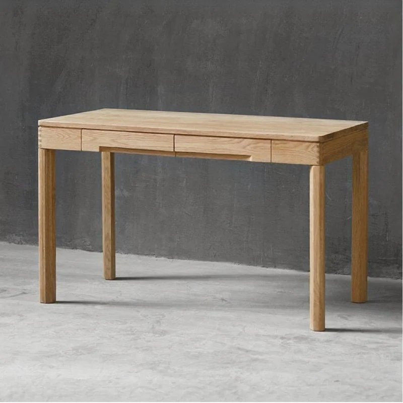 Posh Platform Workstation White Oak Wood Desk