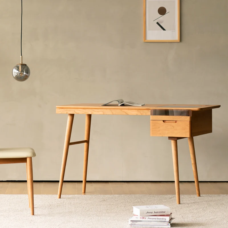 Trendy Oak Wood Writing Desk for Modern Homes