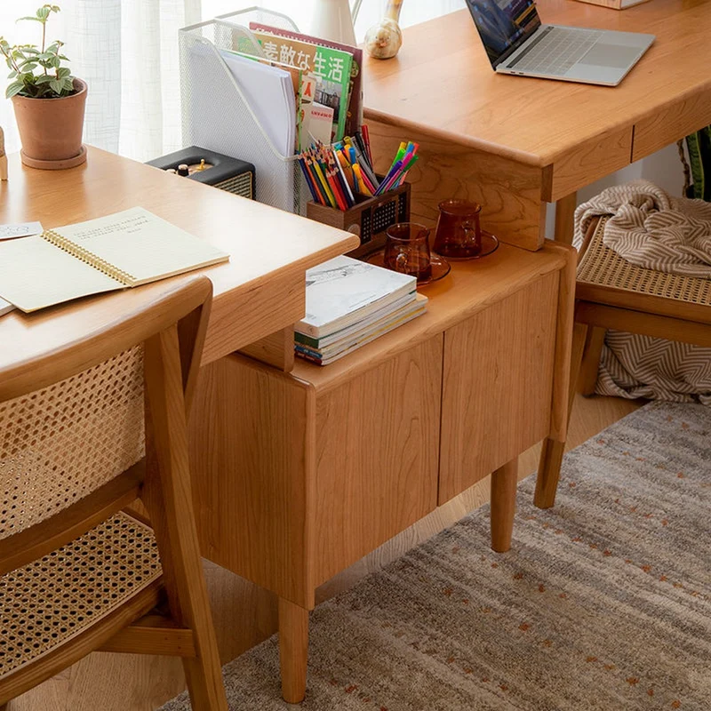 Twin Task Solid Cherry Wood Writing Desk