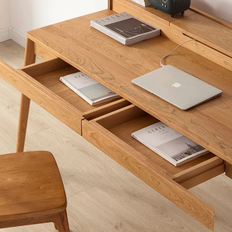 Minimalist Nook Workstation Cherry Wood Desk