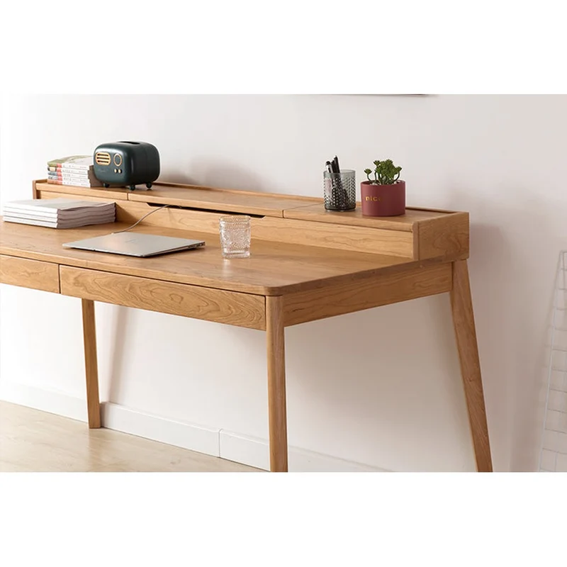 Minimalist Nook Workstation Cherry Wood Desk
