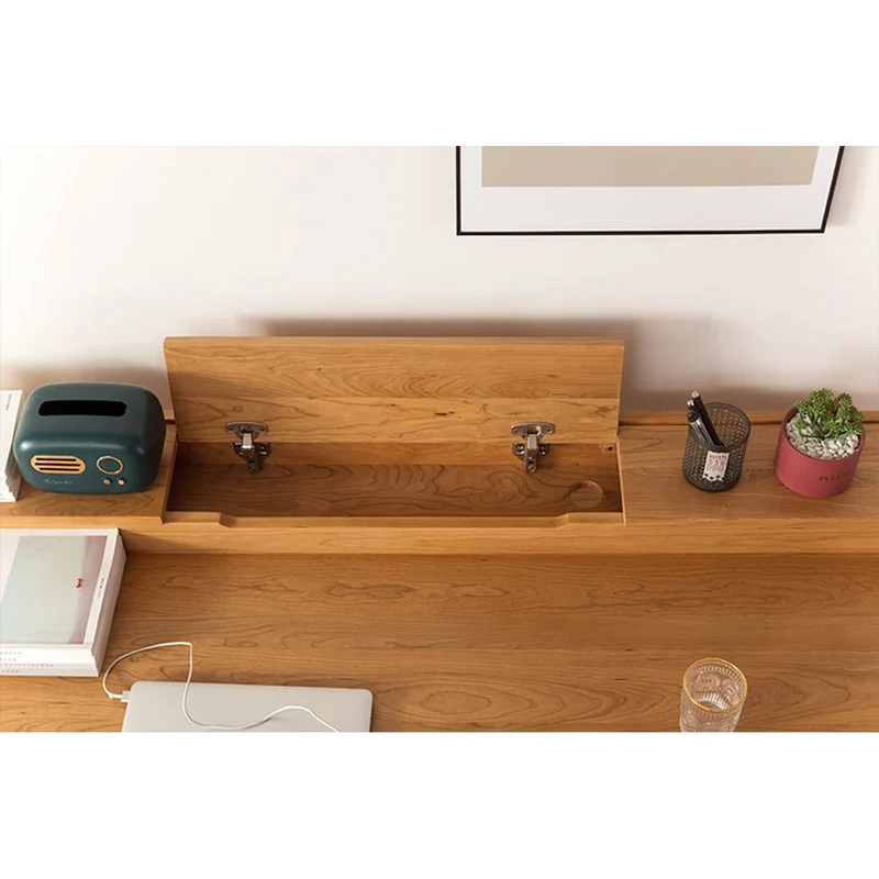 Minimalist Nook Workstation Cherry Wood Desk