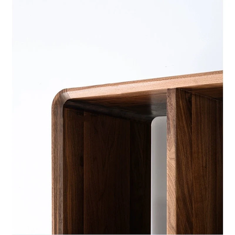 Narrow Solid Multi-Layers Walnut Wood Bookcase