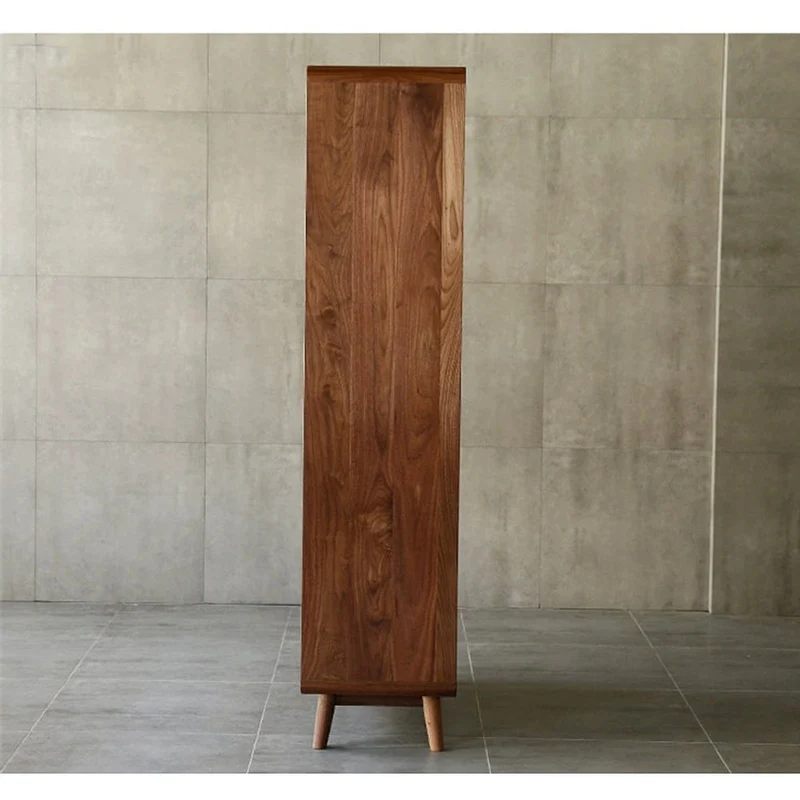 Nordic Walnut Bookcase with Glass Door