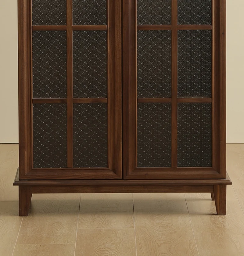 Veritas New Vintage Solid Walnut Wood Bookcase with Flower Glass