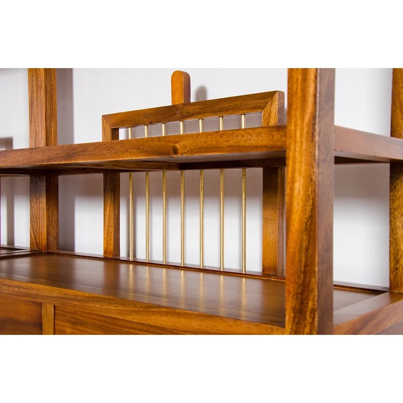 Two Pair Open Style South American Walnut Wood Bookcase