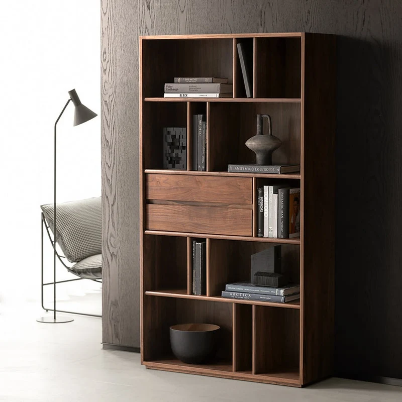 Contemporary Big Solid Black Walnut Bookcase