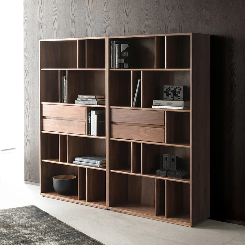 Contemporary Big Solid Black Walnut Bookcase