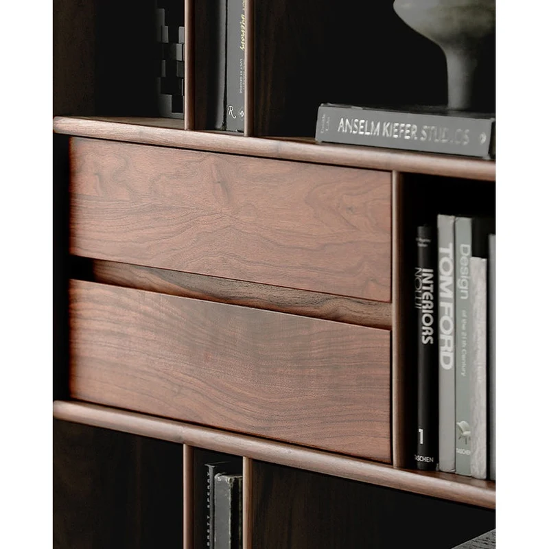 Contemporary Big Solid Black Walnut Bookcase