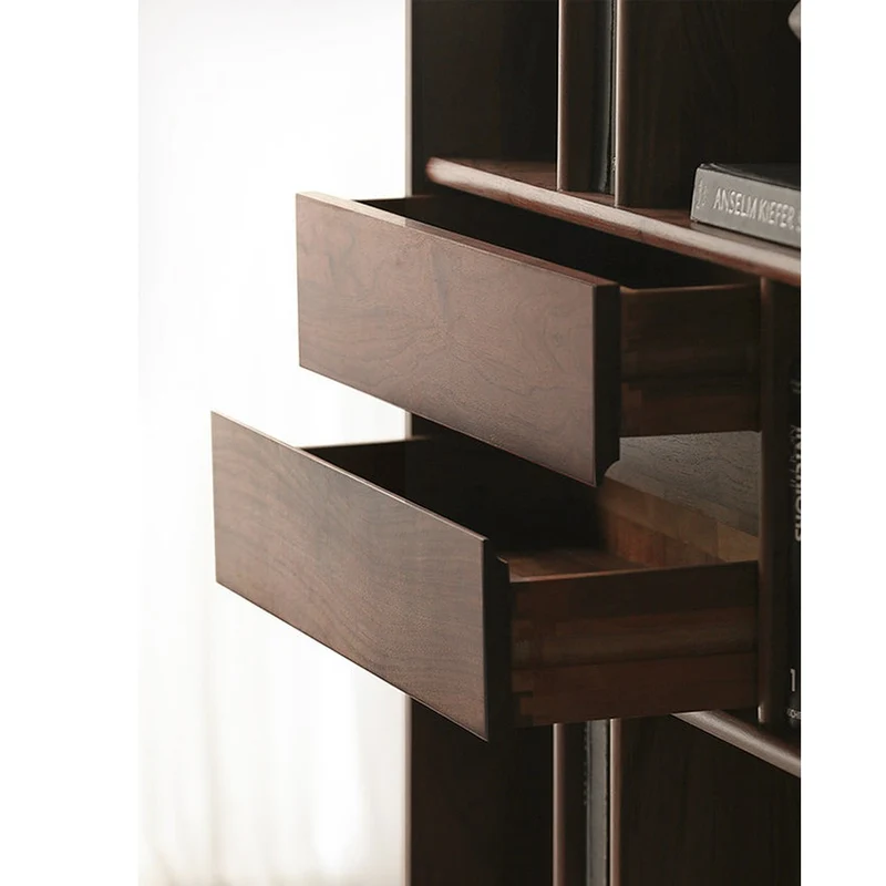 Contemporary Big Solid Black Walnut Bookcase