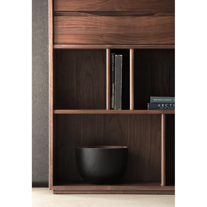 Contemporary Big Solid Black Walnut Bookcase