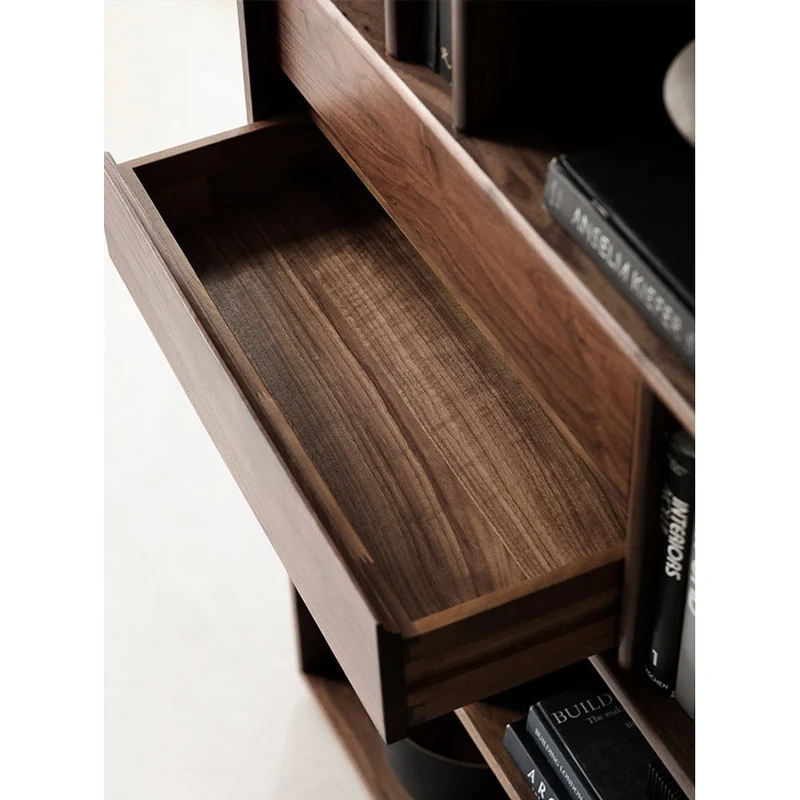 Contemporary Big Solid Black Walnut Bookcase