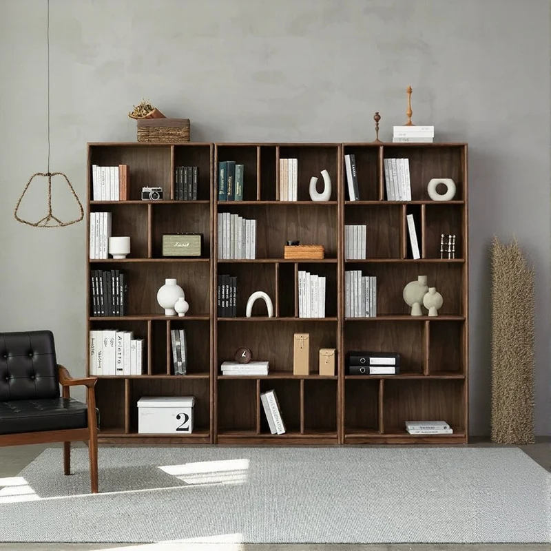 Verdant Open Multi Rack Solid Walnut Wood Bookcase
